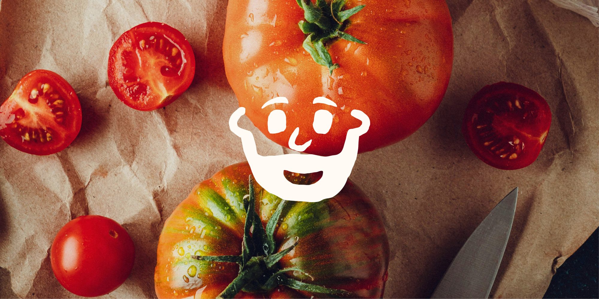 Abwiches mascot mark over sliced tomatoes