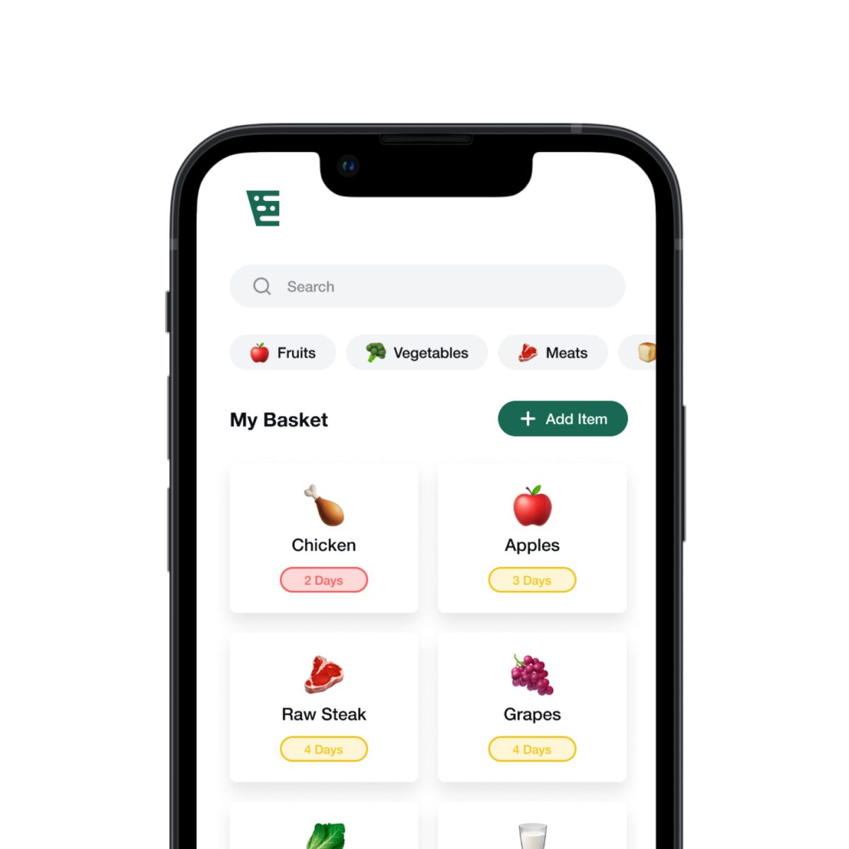 Basket app my basket screen mockup
